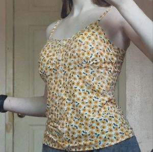 Yellow Floral tank top, size 3-5, no boundaries
